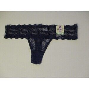 B.Tempt'd by Wacoal Lace Trim Thong Panty Womens Sz L Underwear Blue 970182
